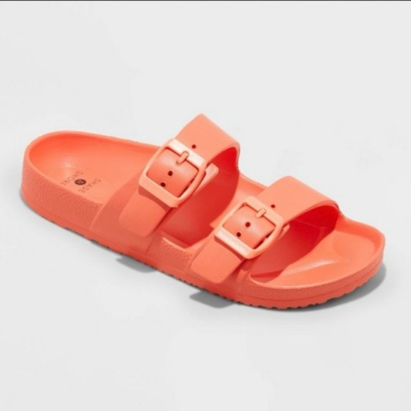 Shade & Shore Shoes - Women's Neida Eva Two Band Slide Sandals - Shade & Shore Coral Red Sz 6 NWT